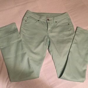 Aqua colored skinny jeans